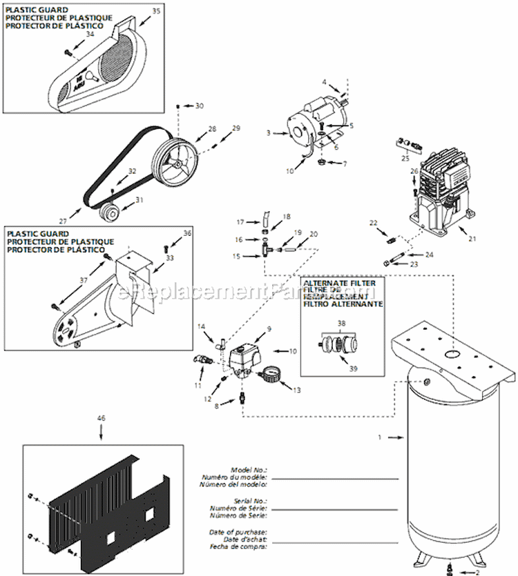 Page A Diagram and Parts List for VT633500 2004 Campbell Hausfeld Compressor